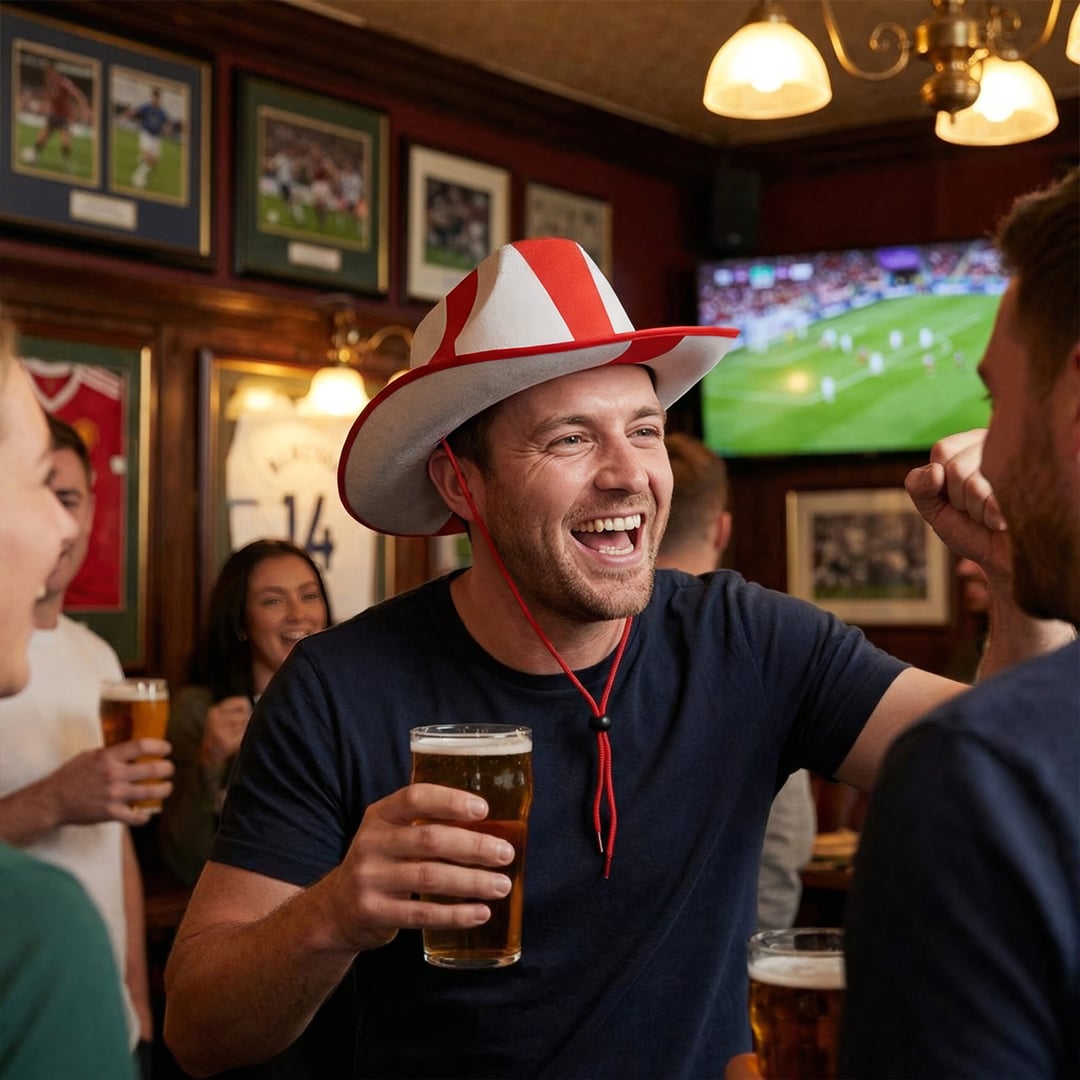 St. George's Cross England Flag Adults Cowboy Hat Fancy Dress Accessory Product Gallery Image