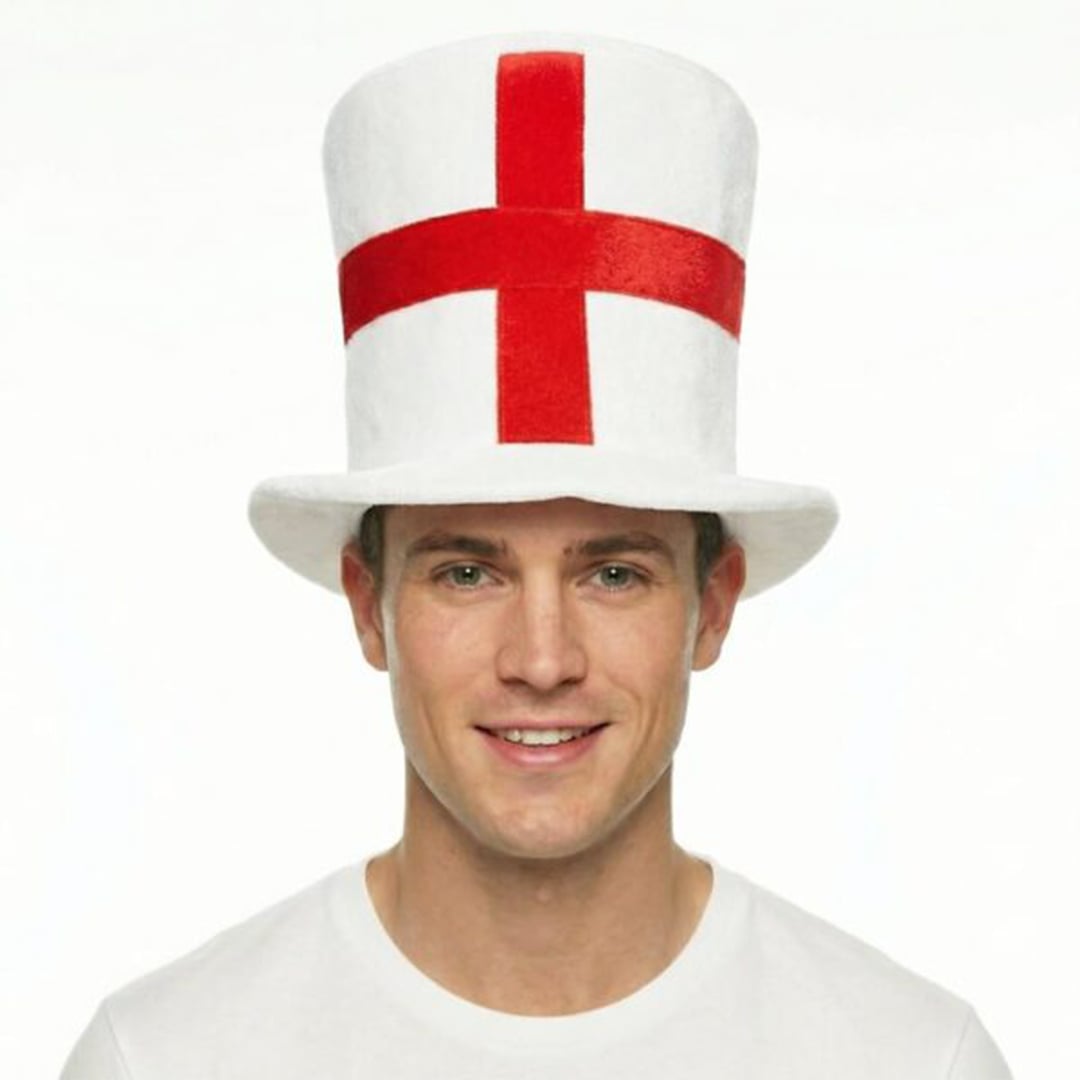St. George's Cross England Flag Top Hat Fancy Dress Accessory