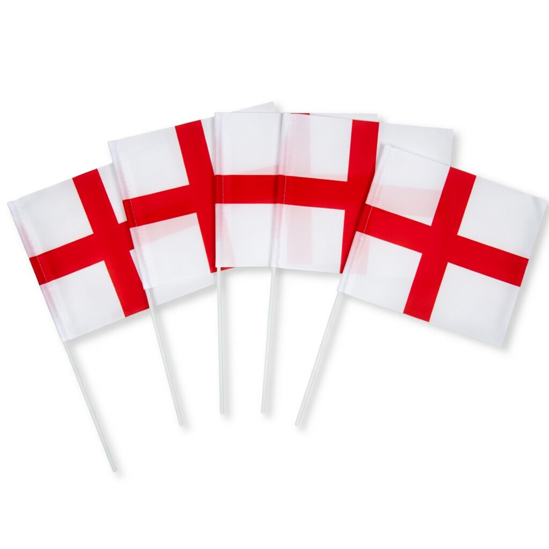 St. George's Cross England Handheld Plastic Flags 30cm - Pack of 5