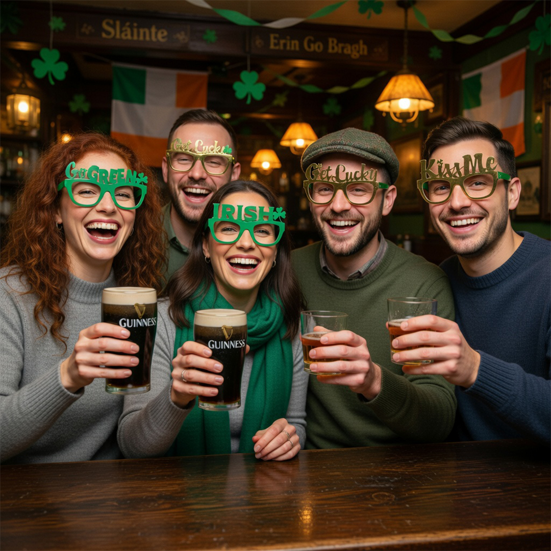 St. Patrick's Day Assorted Foil Cardboard Novelty Glasses - Pack of 4 Product Gallery Image