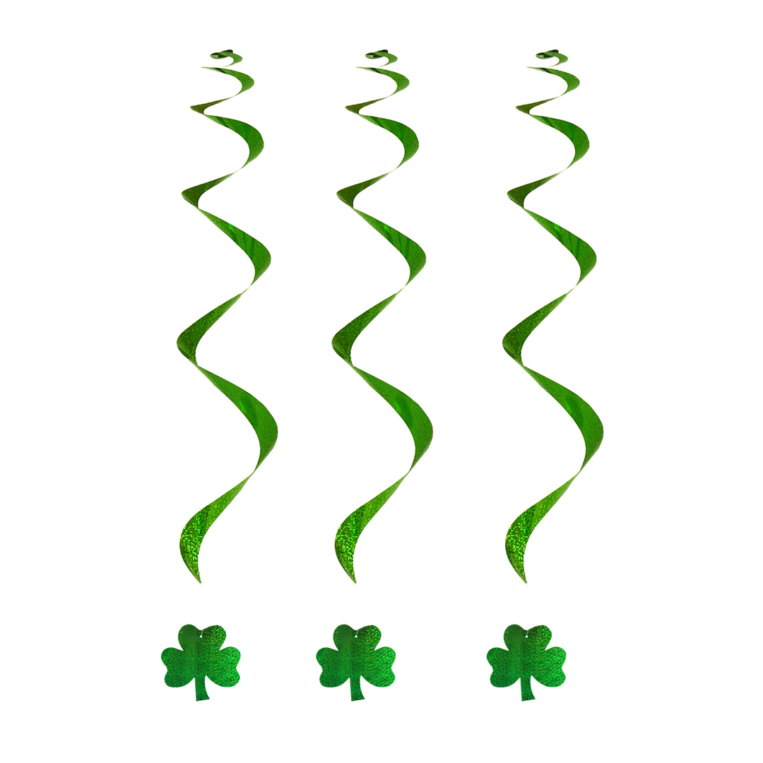 St Patricks Day Shamrock Swirl Hanging Decorations - Pack of 3
