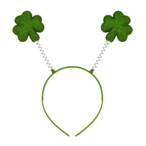 St Patricks Head Bopper With Glitter Clover Leaves Headband Fancy Dress Product Image