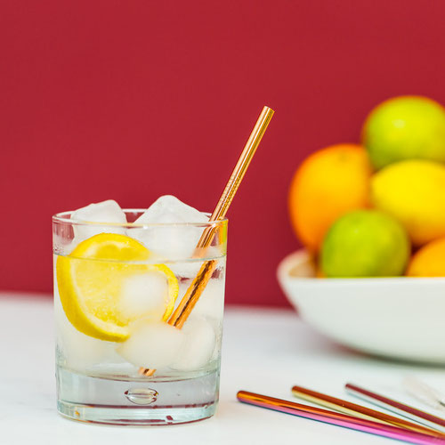 Stainless Steel Mini Multicolour Metal Drinking Straws with Cleaning Brush - Pack of 8 Product Gallery Image