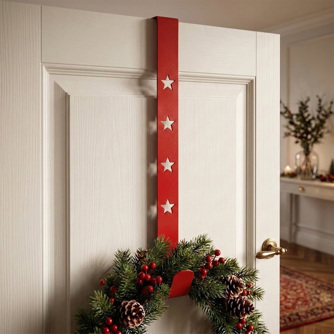 Star Design Red Metal Christmas Wreath Holder 30cm