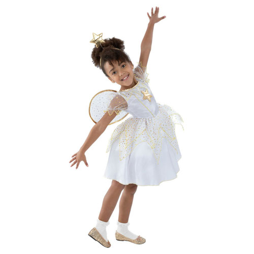 Star Fairy Girls White Fancy Dress Costume Kids Small - Age 4-6 Product Gallery Image