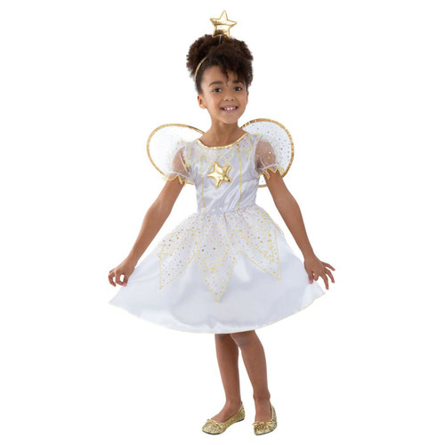 Star Fairy Girls White Fancy Dress Costume Kids Small - Age 4-6 Product Gallery Image