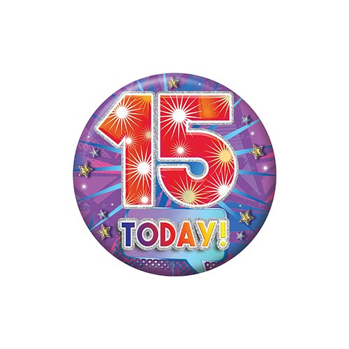 Stars 15th Birthday Badge 5.5cm Product Image
