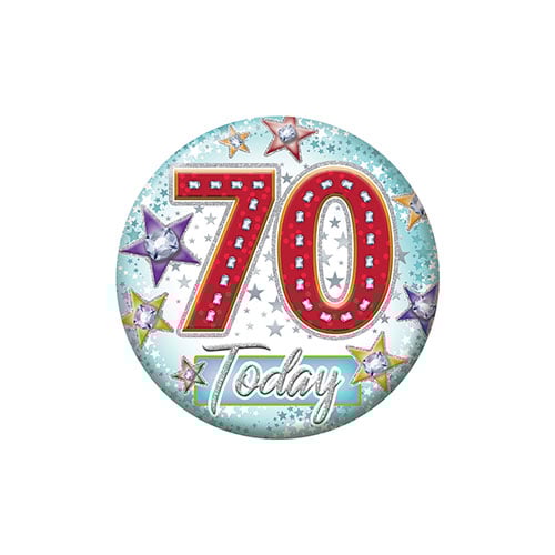 Stars 70th Birthday Badge 5.5cm Product Image