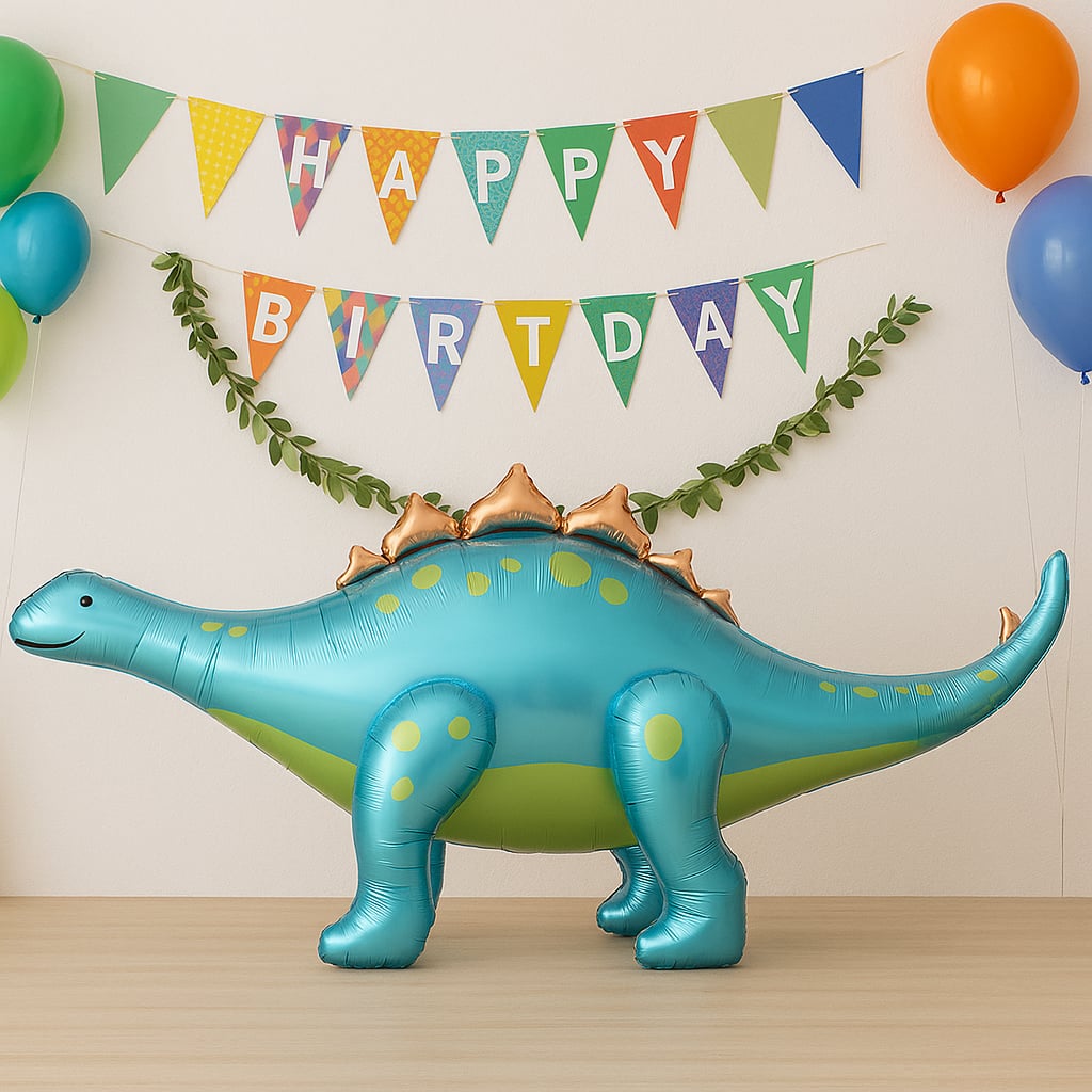 Stegosaurus Dinosaur Giant 3D Standing Shaped Air Fill Foil Balloon 2.38m Product Gallery Image