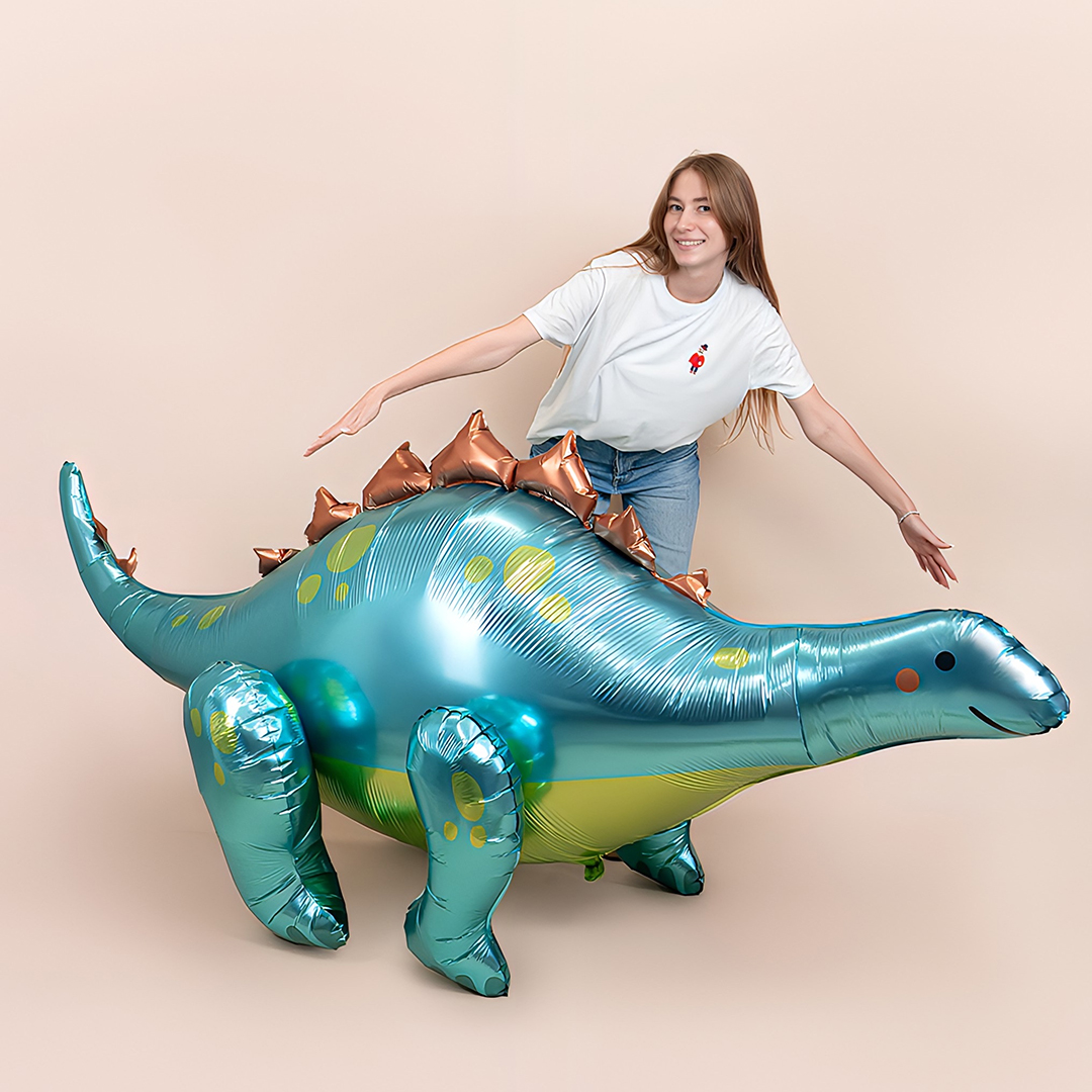 Stegosaurus Dinosaur Giant 3D Standing Shaped Air Fill Foil Balloon 2.38m View 3