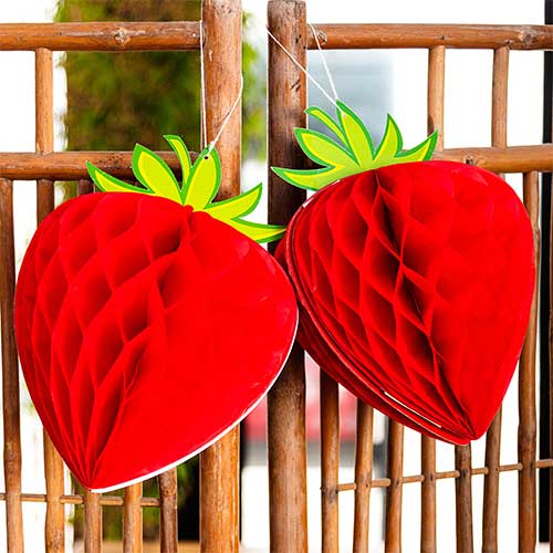 Strawberry Honeycomb Paper Hanging Decoration 29cm Product Gallery Image