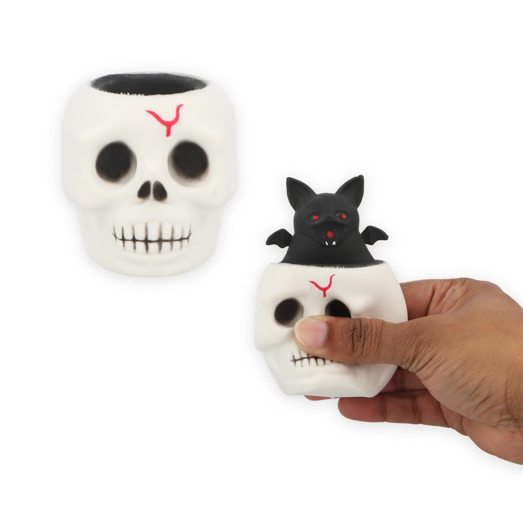 Stress Relief Squishy Bat in Skull Halloween Squeeze Ball 5.4cm