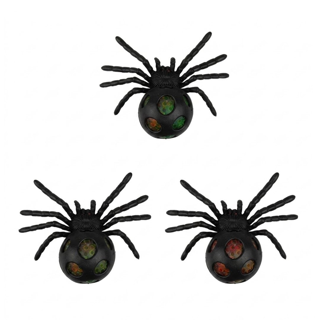 Stress Relief Squishy Squeeze Halloween Spider Toy with Beads 10cm