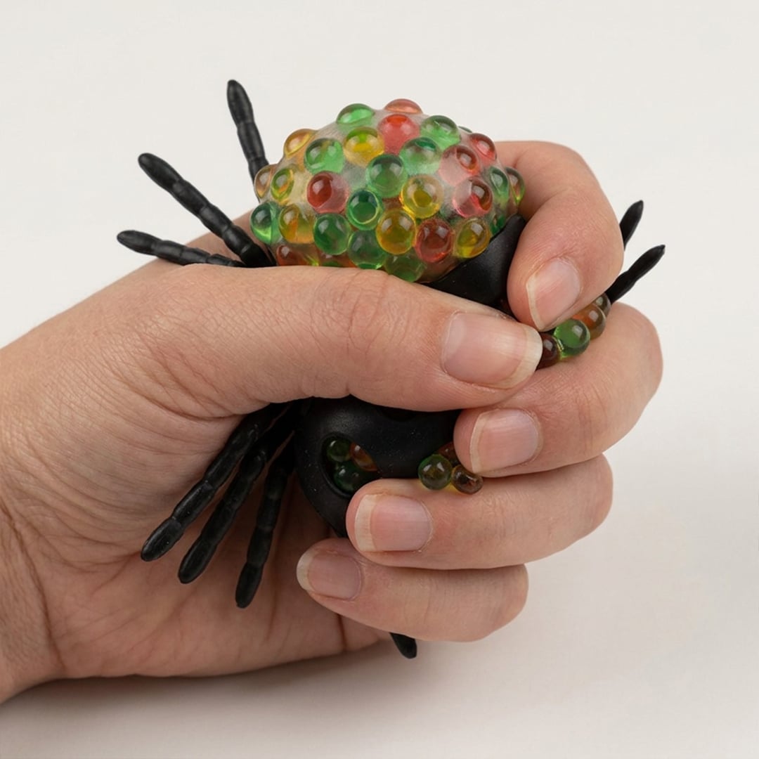 Stress Relief Squishy Squeeze Halloween Spider Toy with Beads 10cm View 2