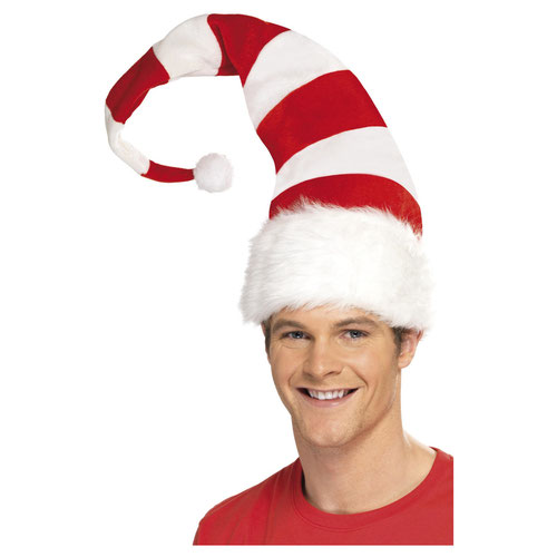 Striped Red & White Santa Claus Christmas Fancy Dress Costume Hat Product Gallery Image