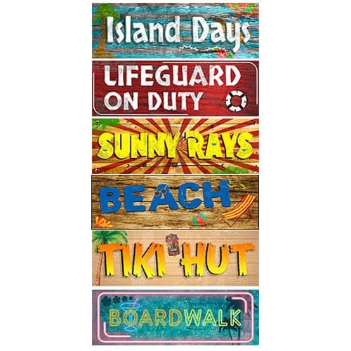 Hawaii Summer Beach PVC Party Sign Decorations 60cm x 20cm - Pack of 6 Product Image