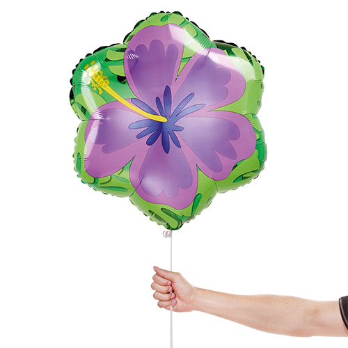 Summer Orange and Purple Hibiscus Double Sided Shaped Foil Helium Balloon 43cm / 17 in Product Gallery Image