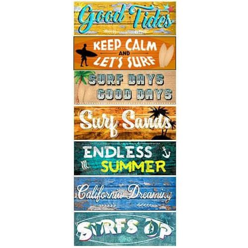 Summer Surf PVC Party Sign Decorations 60cm x 20cm - Pack of 7 Product Image