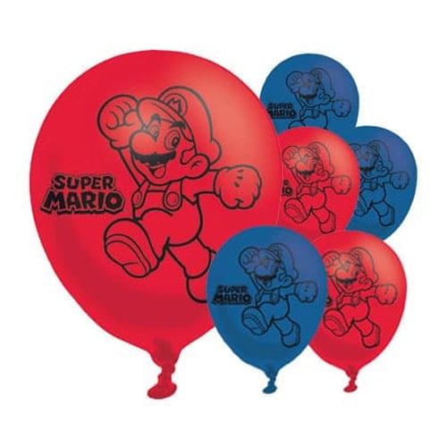 Super Mario Latex Balloons 27cm / 11 in - Pack of 6 Product Image