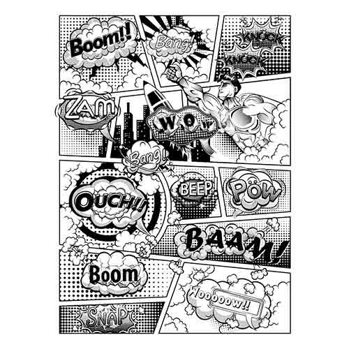 Superhero Black & White Comic Book Strip Design Poster PVC Party Sign Decoration Product Gallery Image