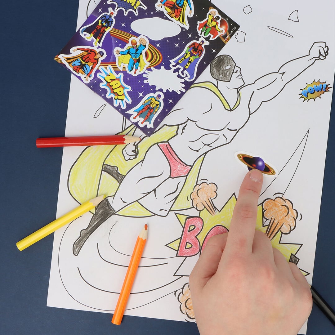 Superhero Colouring Set with Mini Pencils & Stickers View 4