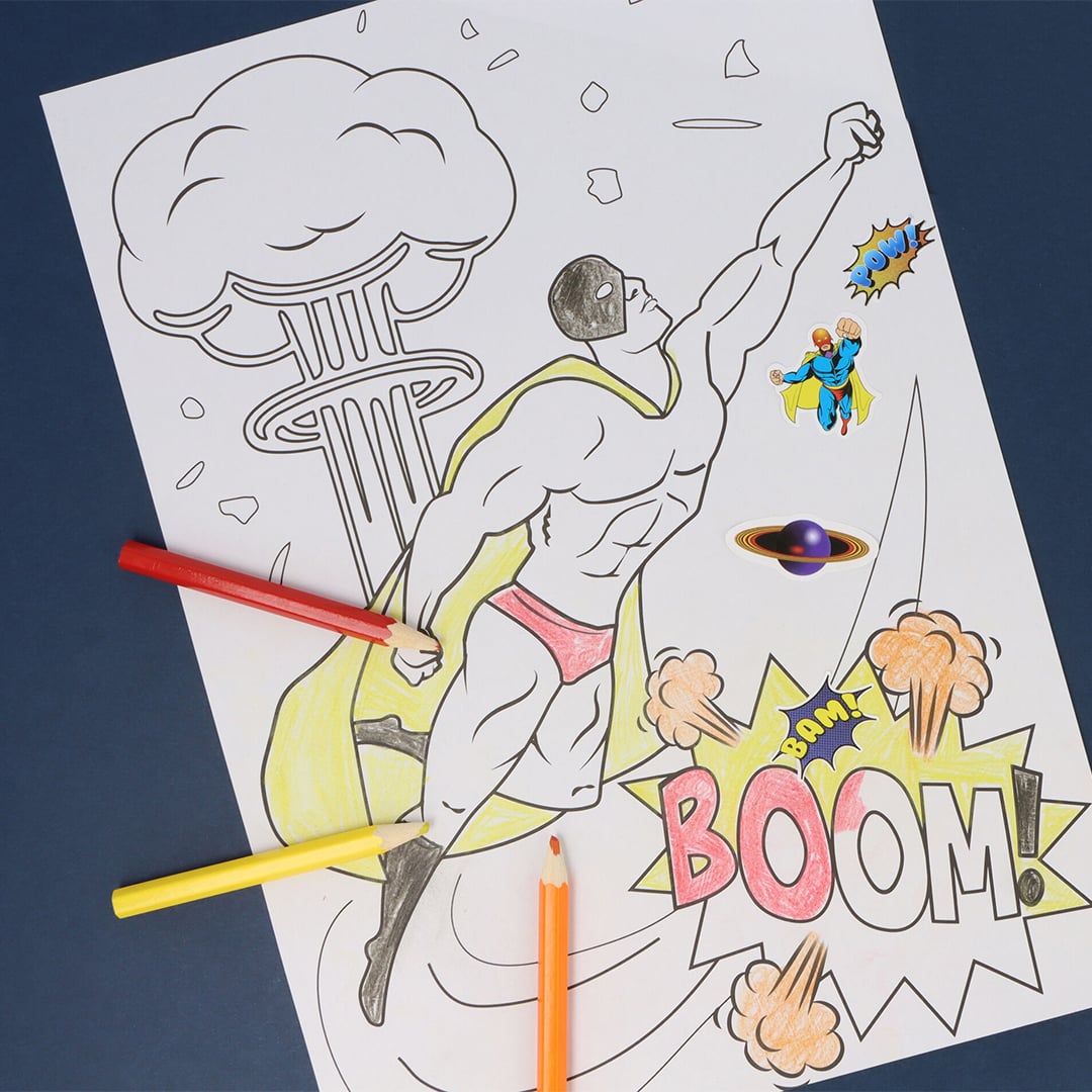 Superhero Colouring Set with Mini Pencils & Stickers View 5