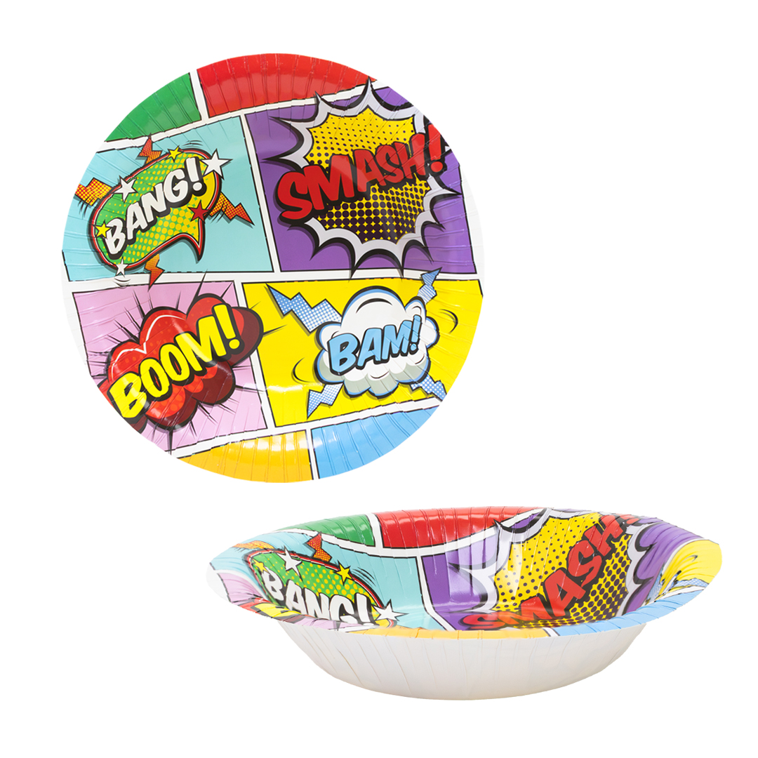Superhero Comic Design Paper Bowls 17cm - Pack of 6