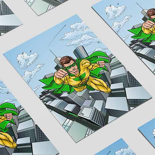 Superhero Flying Man Design Poster PVC Party Sign Decoration Product Gallery Image