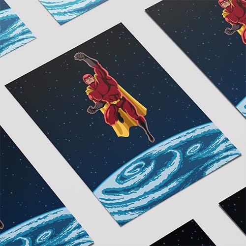 Superhero in Space Design Poster PVC Party Sign Decoration Product Gallery Image