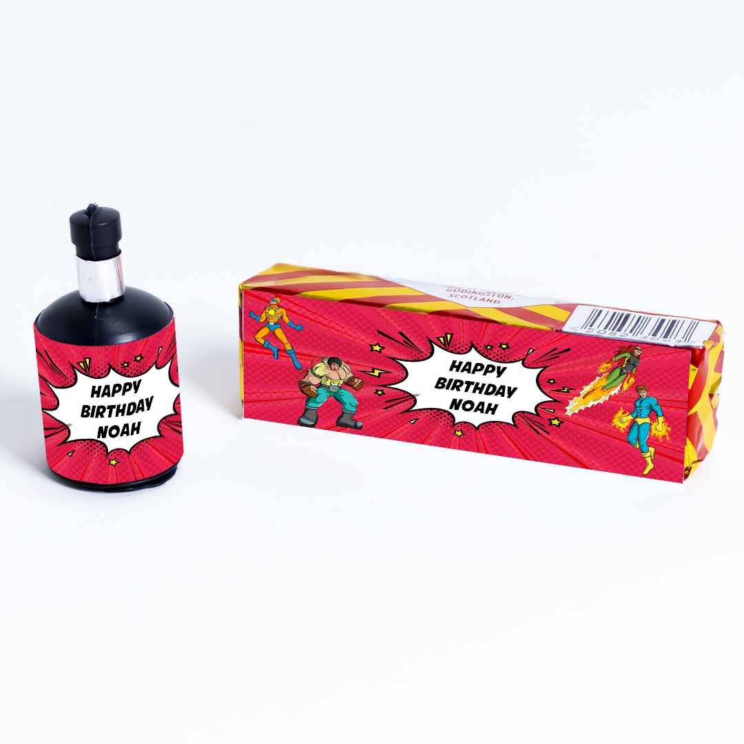Superhero Personalised Party Popper Packaging Label Stickers 9cm - Sheet of 16 Product Gallery Image