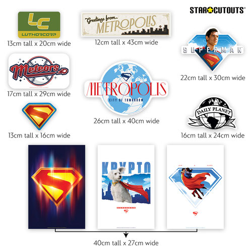 Superman DC Comics Logo Wall Art Cardboard Cutout Signs - Pack of 10 Product Gallery Image