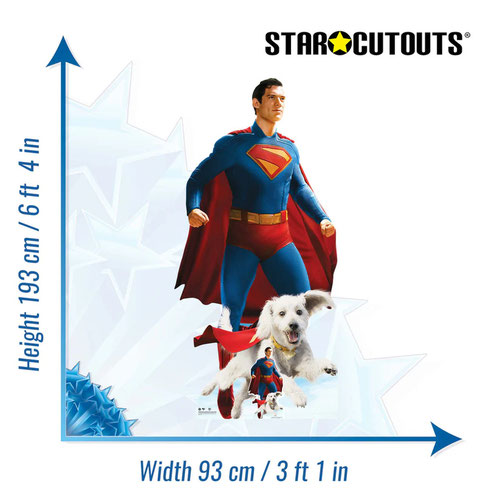 Superman Flying and Krypto 2025 Movie DC Comics David Corenswet Lifesize Cardboard Cutout 193cm Product Gallery Image