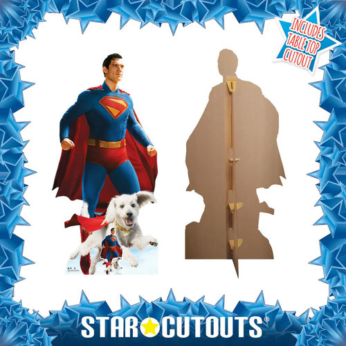 Superman Flying and Krypto 2025 Movie DC Comics David Corenswet Lifesize Cardboard Cutout 193cm Product Gallery Image