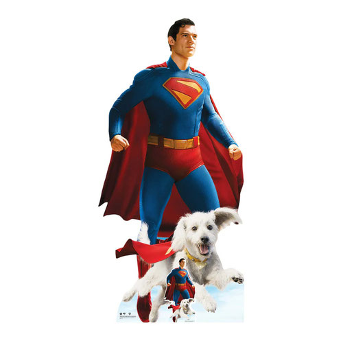Superman Flying and Krypto 2025 Movie DC Comics David Corenswet Lifesize Cardboard Cutout 193cm Product Gallery Image