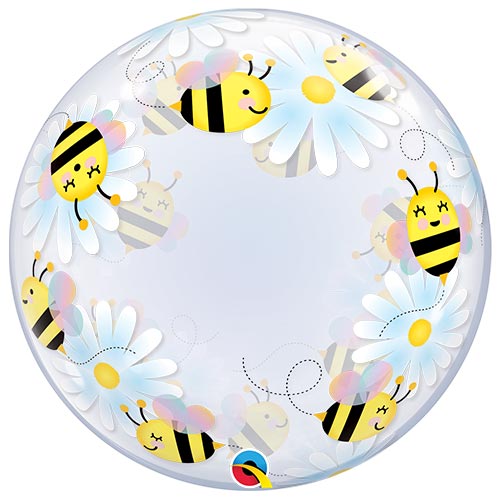 Sweet Bees & Daisies Deco Bubble Helium Qualatex Balloon 61cm / 24 in Product Image