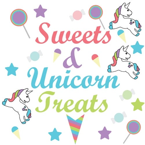 Sweets And Unicorn Treats PVC Party Sign Decoration 20cm x 20cm Product Image