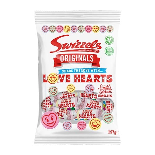 Swizzels Originals Love Hearts Vegan Sweet Bags 127g - Box of 12