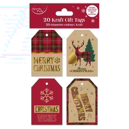 Tartan Christmas Kraft Gift Tags - Pack of 20 Product Image