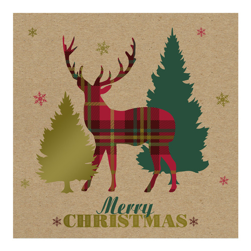 Tartan Stag Christmas Greeting Cards - Pack of 12 Product Gallery Image