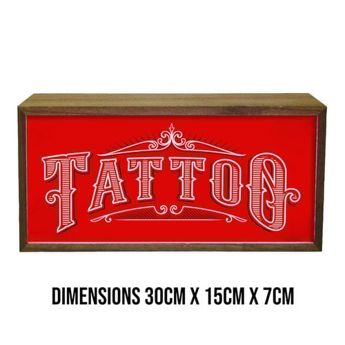 Tattoo Parlour Red LED Light Box Wood Room Sign Product Gallery Image