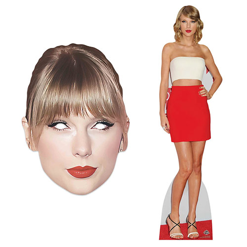 Taylor Red Skirt Lifesize Cardboard Cutout with Taylor Cardboard Face Mask Product Gallery Image