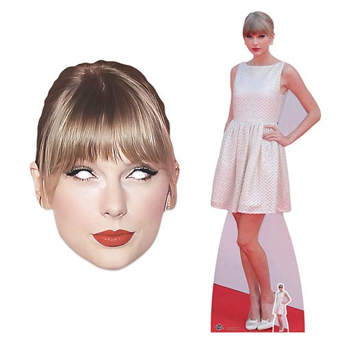Taylor White Dress Lifesize Cardboard Cutout with Taylor Cardboard Face Mask Product Gallery Image
