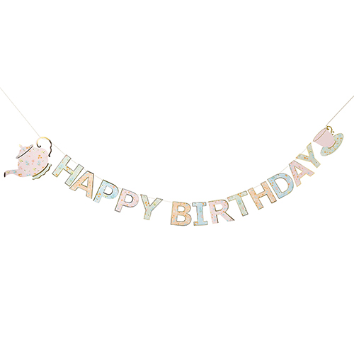 Tea Party Floral Happy Birthday Card Banner 2.5m
