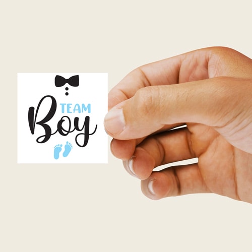 Team Boy Gender Reveal Square Stickers 65mm - Sheet of 12 Product Gallery Image