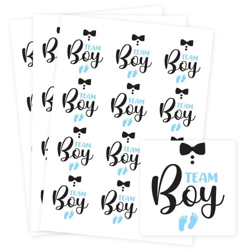 Team Boy Gender Reveal Square Stickers 65mm - Sheet of 12 Product Gallery Image