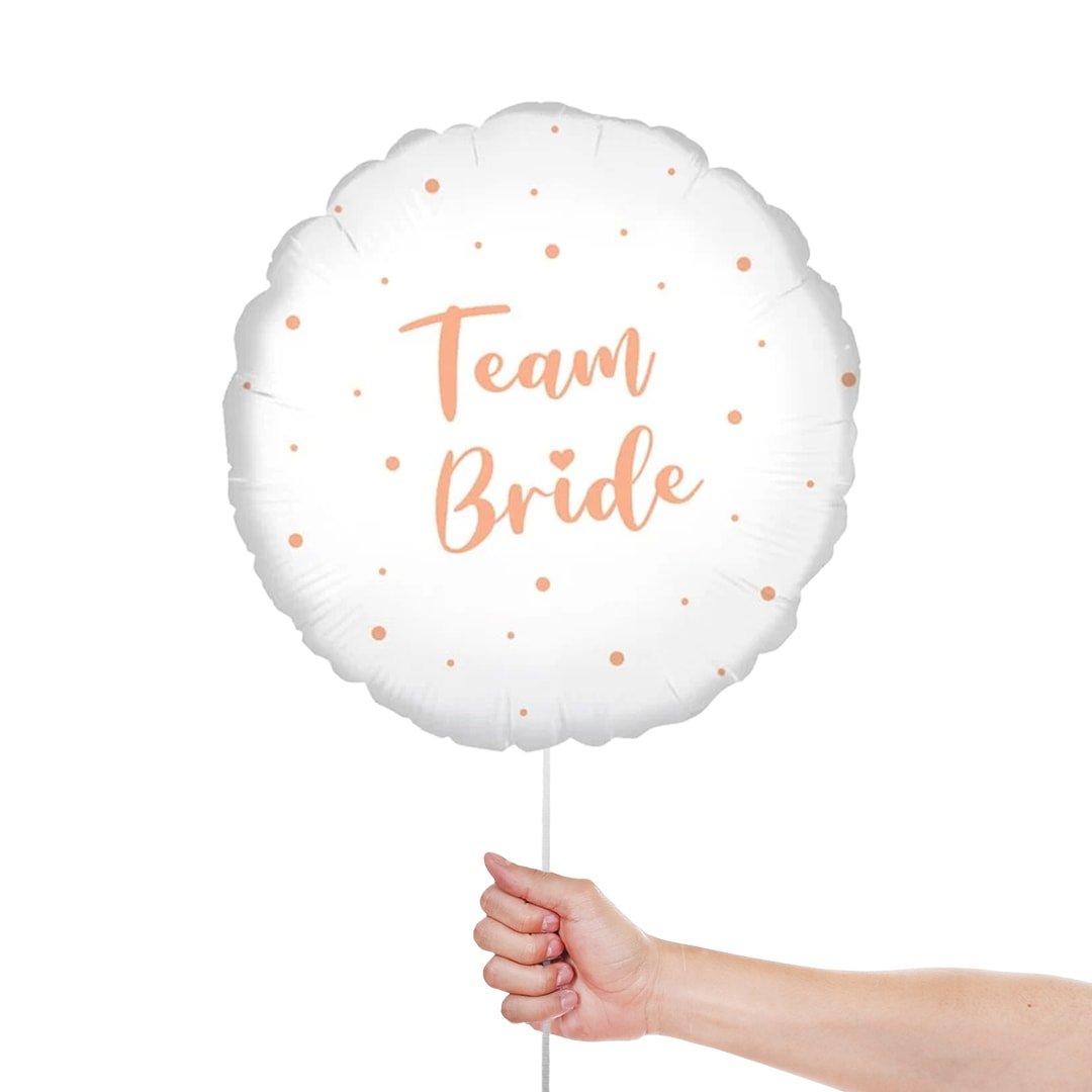 Team Bride Rose Gold Dots Round Foil Helium Balloon 46cm / 18 in Product Gallery Image