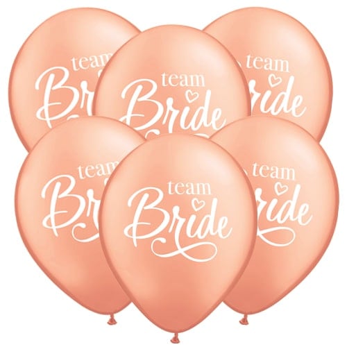 Team Bride Rose Gold Latex Helium Qualatex Balloons 28cm / 11 in - Pack of 6 Product Image