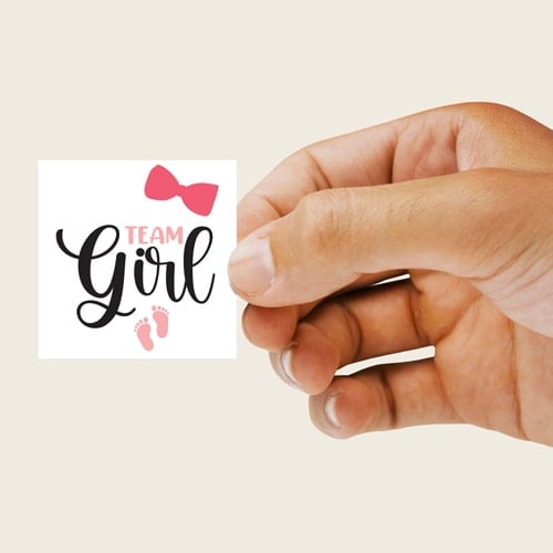 Team Girl Gender Reveal Square Stickers 65mm - Sheet of 12 Product Gallery Image