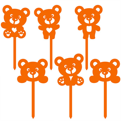 Teddy Bear Acrylic Cake Pick Toppers - Pack of 6 Product Gallery Image
