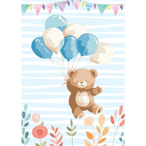Teddy Bear Balloons Design Poster PVC Party Sign Decoration Product Gallery Image